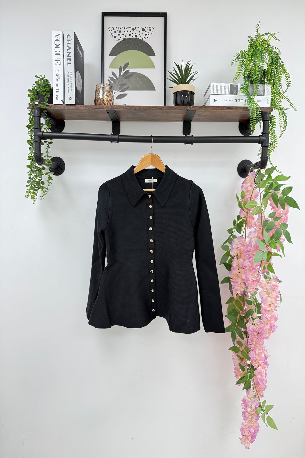 Collar gold button  Knitted top (15262502093184)
