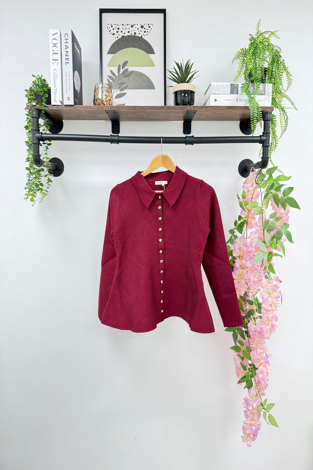 Collar gold button  Knitted top (15262769742208)