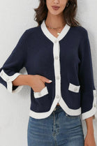 2Tone button detail cardigan (15262557274496) (15300336386432)