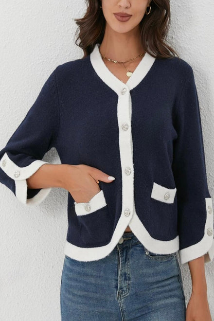 2Tone button detail cardigan (15262557274496) (15300336386432)