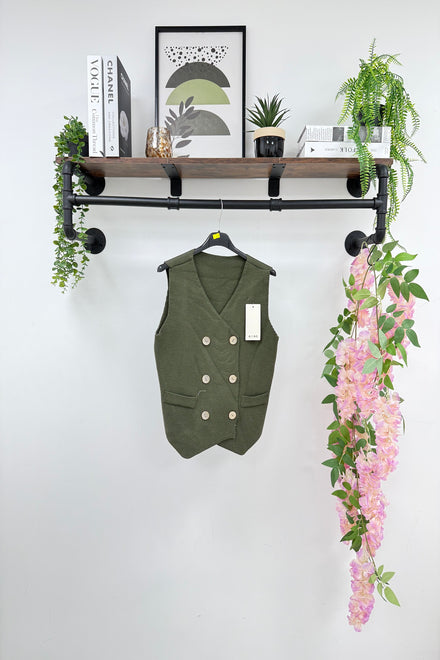 Double Breasted fine knit waistcoat (15262763319680)