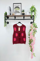 Sun Print bow knitted top (15262796677504)