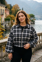 CHECK BUBBLE SLEEVE JACKET