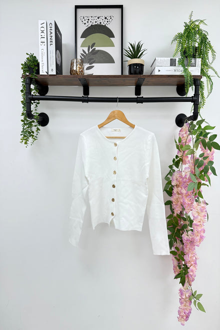 Long Sleeve gold button knitted top (15262690083200)