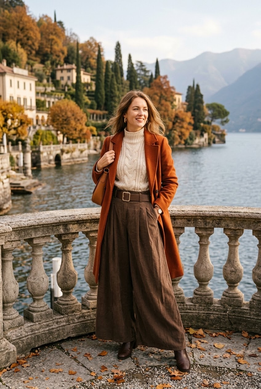 BELTED CORDUROY WIDE-LEG TROUSER