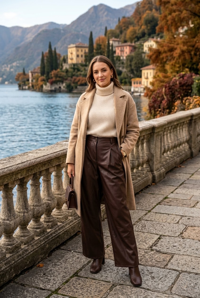 FAUX-LEATHER STRAIGHT LEG TROUSER