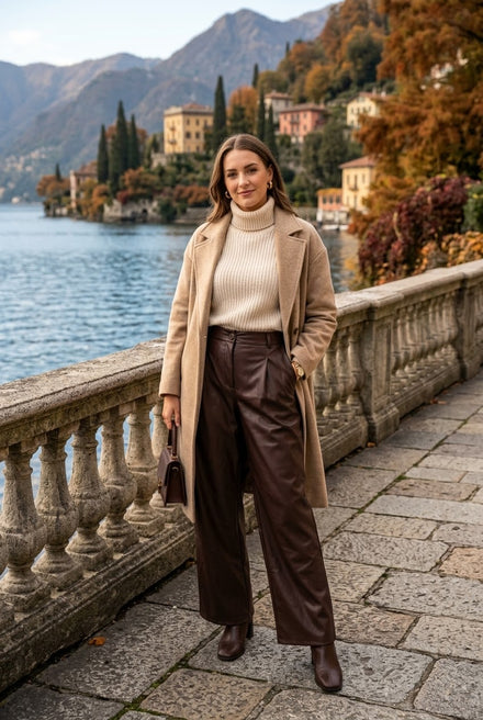 FAUX-LEATHER STRAIGHT LEG TROUSER