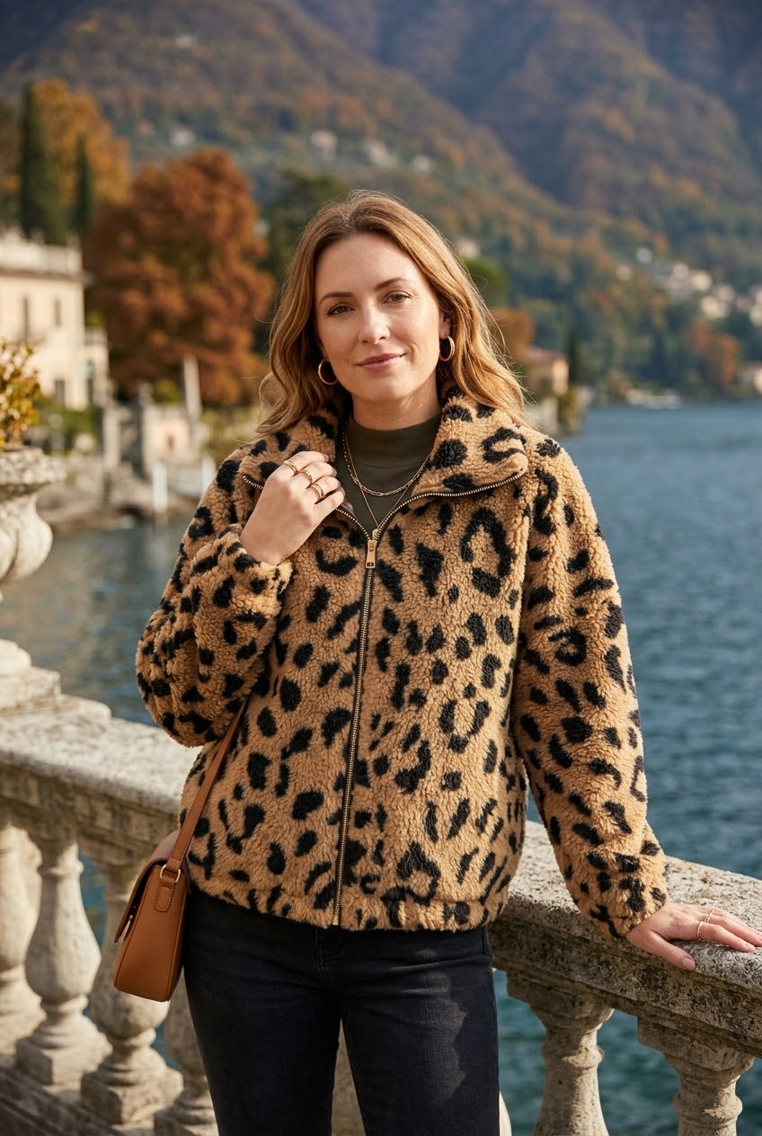 TEDDY FLEECE LEOPARD JACKET