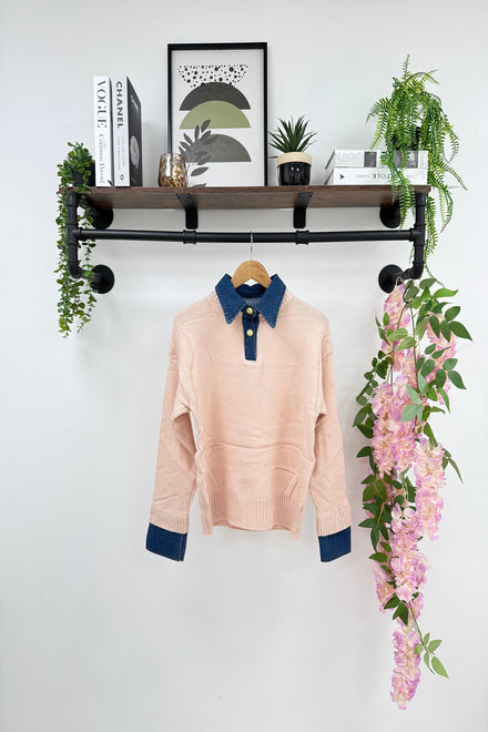 Denim Collar Jumper (15266259501440)