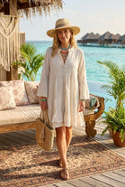 THREAD EMBROIDERY SMOCK DRESS