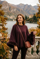 FAUX-FUR TRIM BATWING SOFT KNIT JUMPER