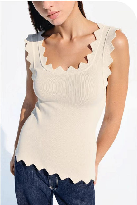 ABBY KNITTED SCALLOPED VEST (15210170057088) (15267322888576)