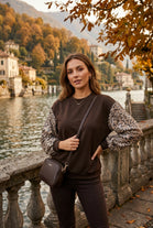 LEOPARD SEQUIN SLEEVE SWEATSHIRT
