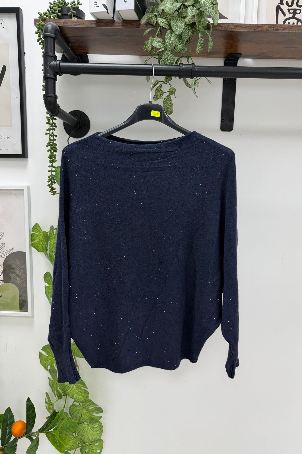 GLITTER BATWING FINE KNIT JUMPER