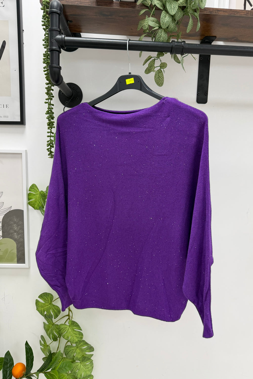 GLITTER BATWING FINE KNIT JUMPER