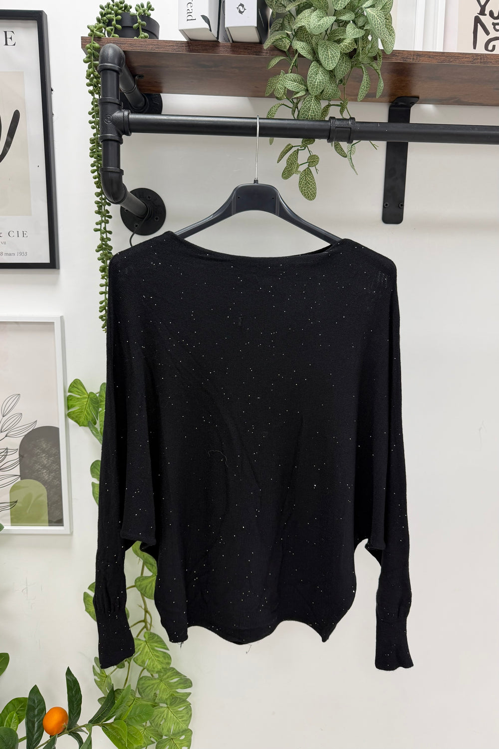 GLITTER BATWING FINE KNIT JUMPER