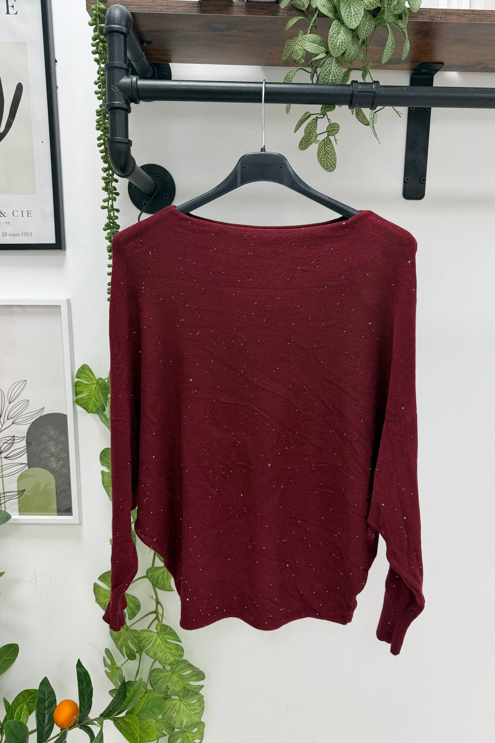 GLITTER BATWING FINE KNIT JUMPER