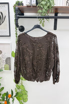 FLORAL EMBROIDERED MESH OVERLAY TOP