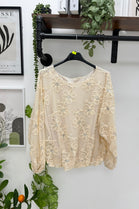 FLORAL EMBROIDERED MESH OVERLAY TOP