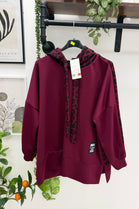 LEOPARD PANEL DRAWSTRING HOODIE