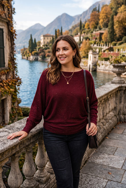 GLITTER BATWING FINE KNIT JUMPER