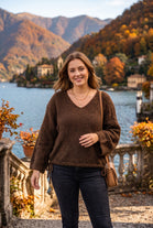 V-NECK SIDE-TIE CHUNKY KNIT JUMPER