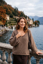 V-NECK SIDE-TIE CHUNKY KNIT JUMPER