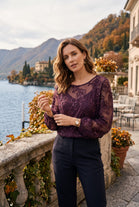 FLORAL EMBROIDERED MESH OVERLAY TOP