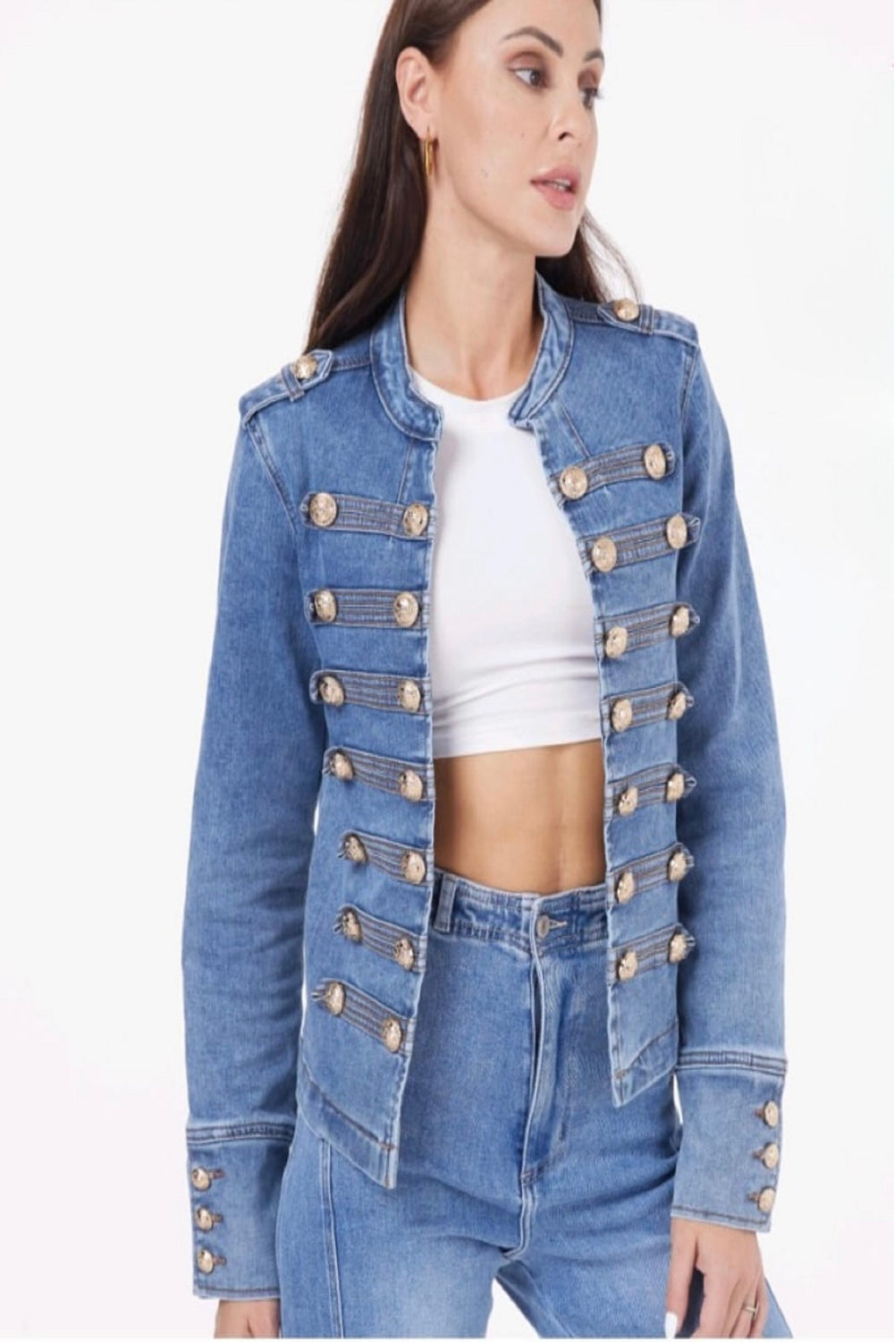 Gold button denim jacket (15277831061888)
