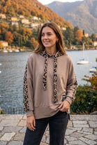 LEOPARD PANEL DRAWSTRING HOODIE