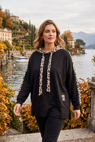 LEOPARD PANEL DRAWSTRING HOODIE