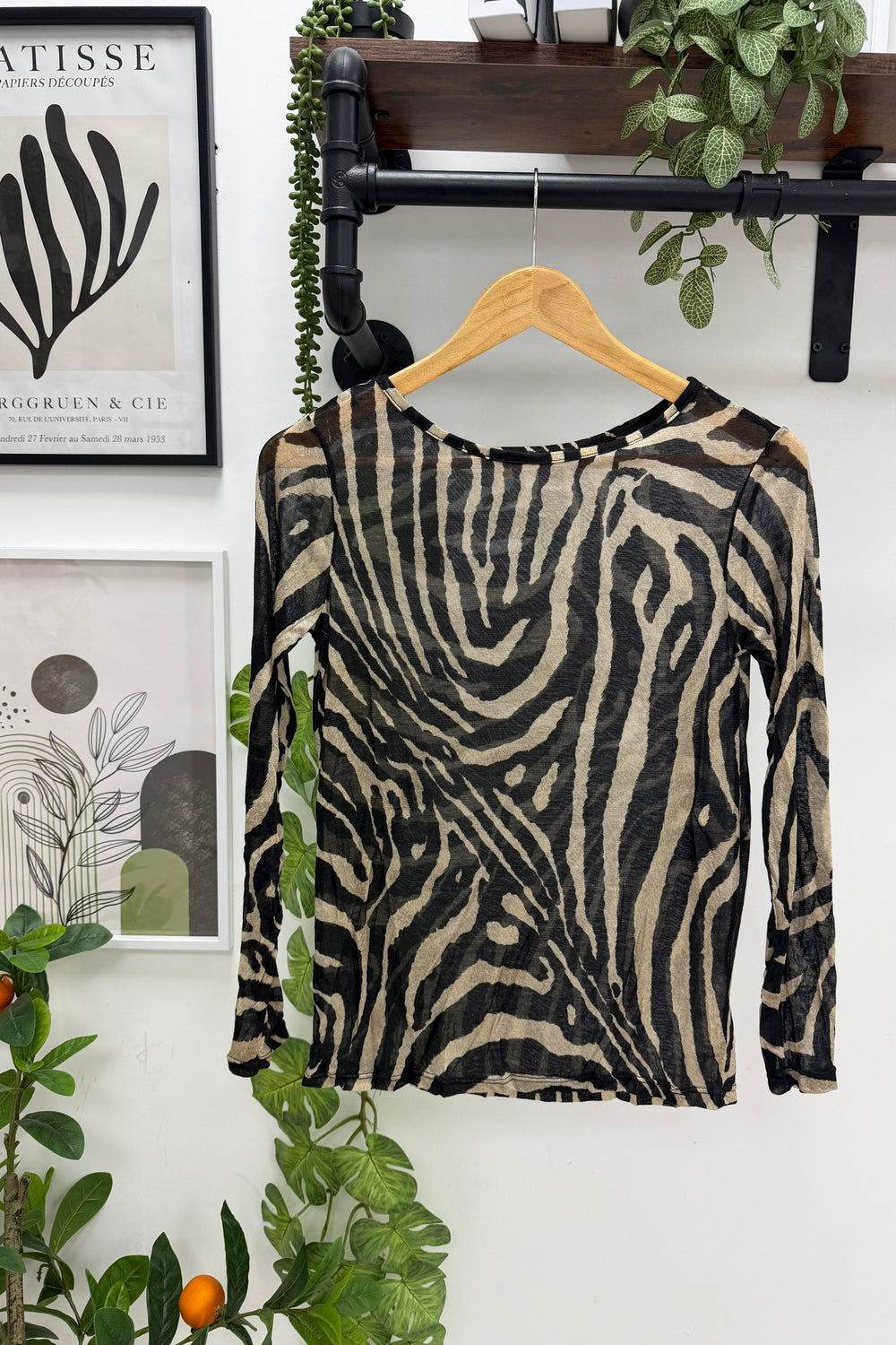 ZEBRA PRINT CASHMERE BLEND TOP