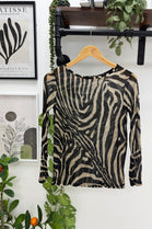 ZEBRA PRINT CASHMERE BLEND TOP