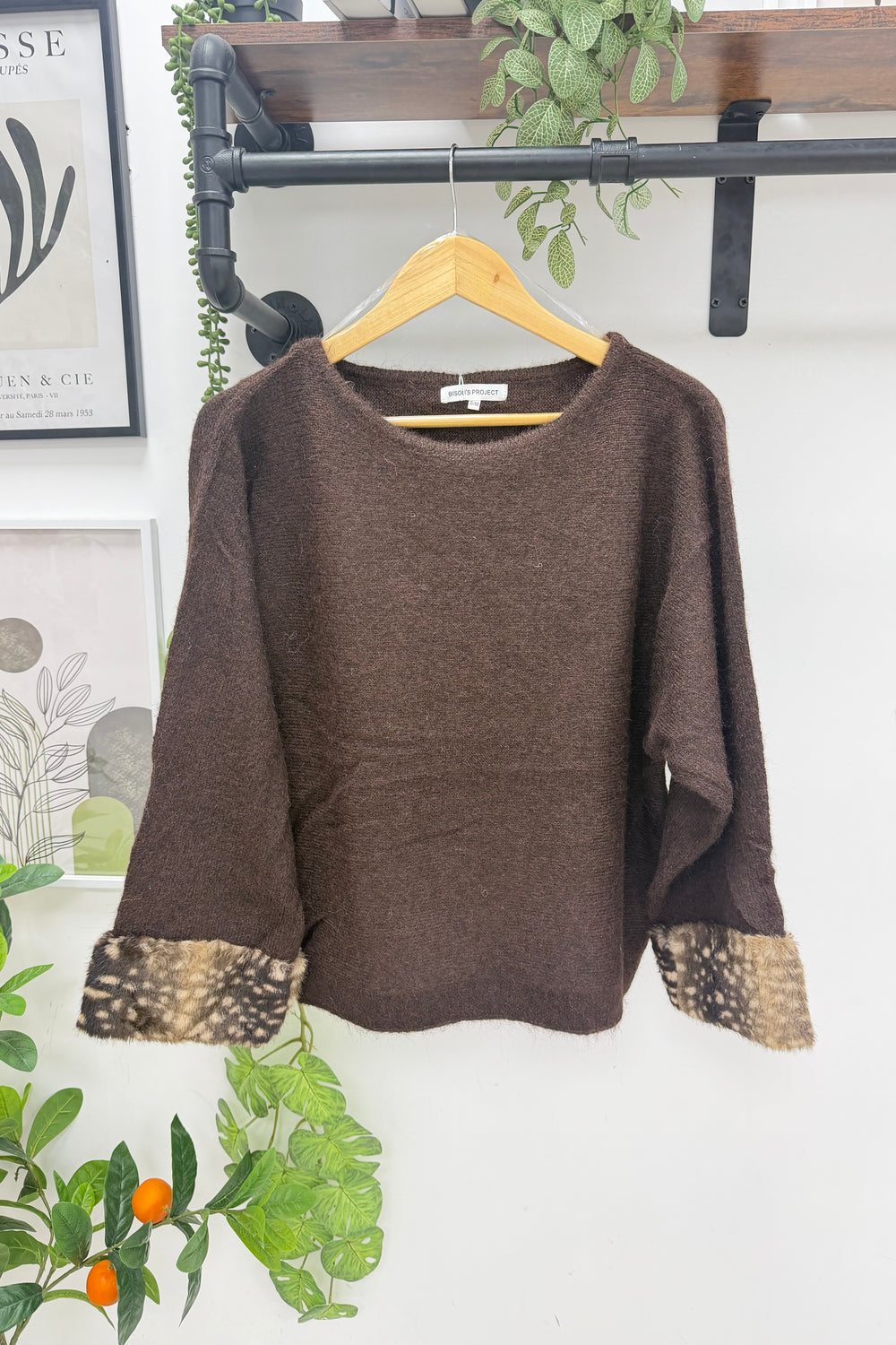 BAMBI FUR-TRIM SOFT KNIT JUMPER