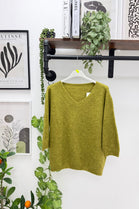 V-NECK THREE-QUARTER SLEEVE FINE KNIT JUMPER
