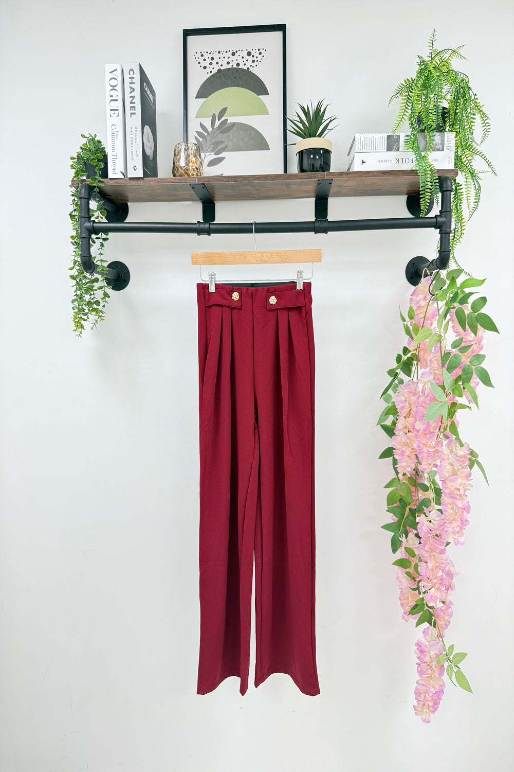 ADA GOLD BUTTON WAIST DETAIL TROUSER (15287205921152)