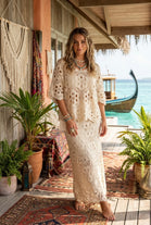 CROCHET FLORAL LACE MAXI SKIRT