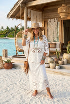 CROCHET FLORAL LACE MAXI SKIRT