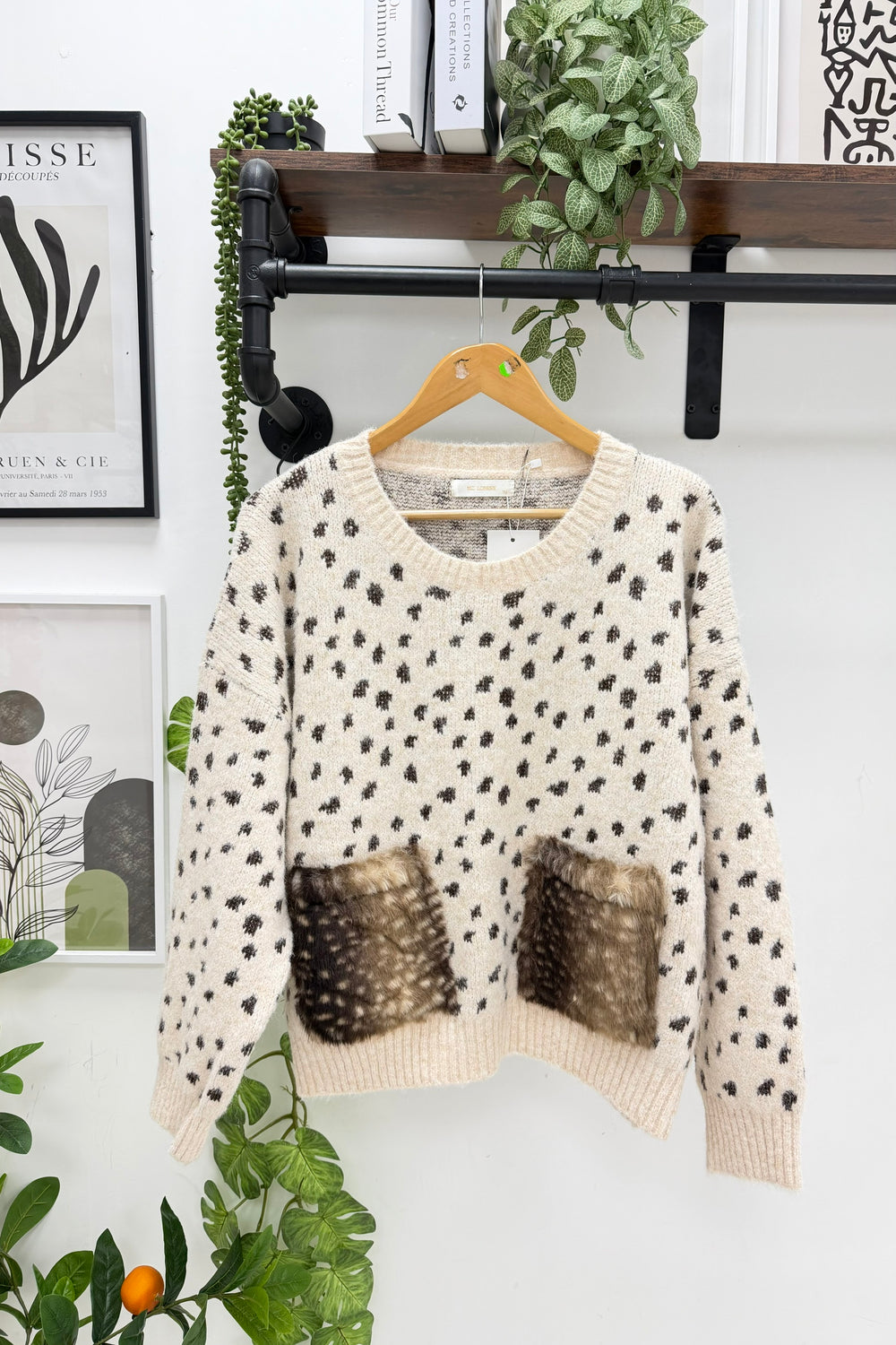 BAMBI FAUX-FUR POCKET JUMPER