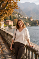 V-NECK THREE-QUARTER SLEEVE FINE KNIT JUMPER
