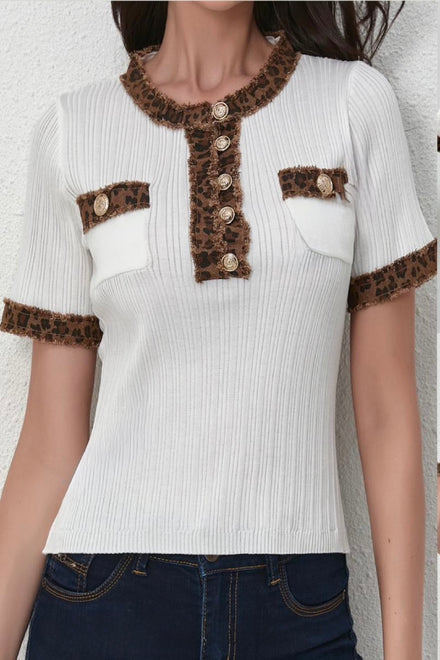 LEO DENIM TRIM GOLD BUTTON TOP (Copy) (15287499882880)
