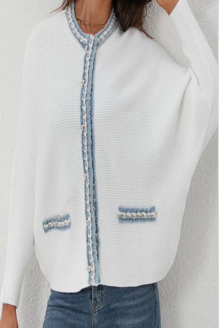CARLY DENIM TRIM RIB BUTTON JUMPER (Copy) (15287729750400)