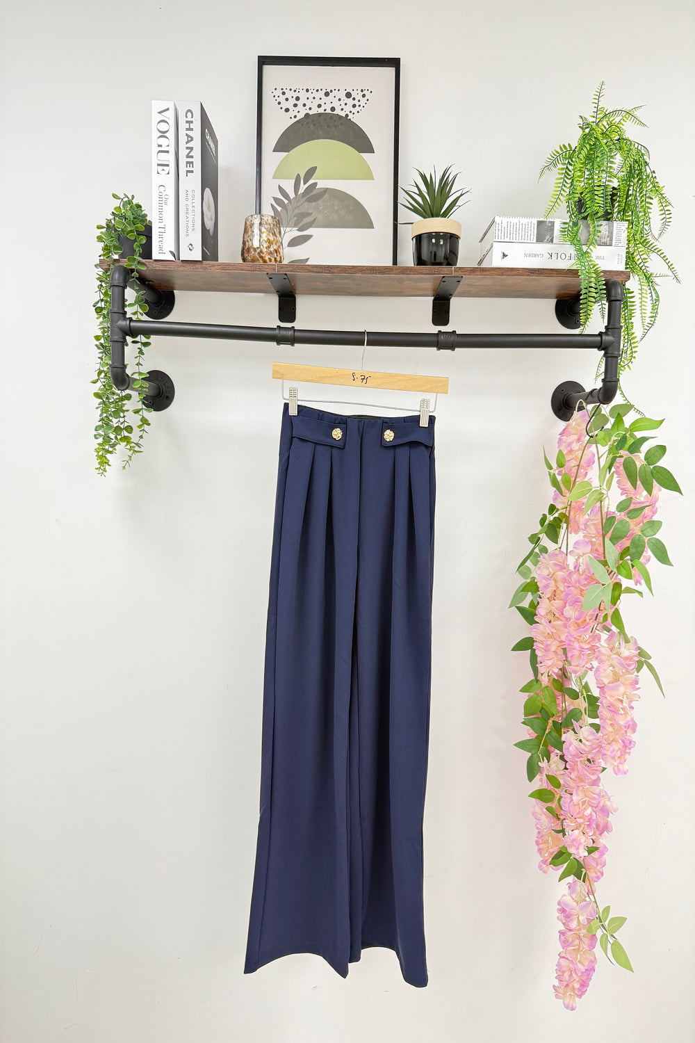ADA GOLD BUTTON WAIST DETAIL TROUSER (15287229743488)