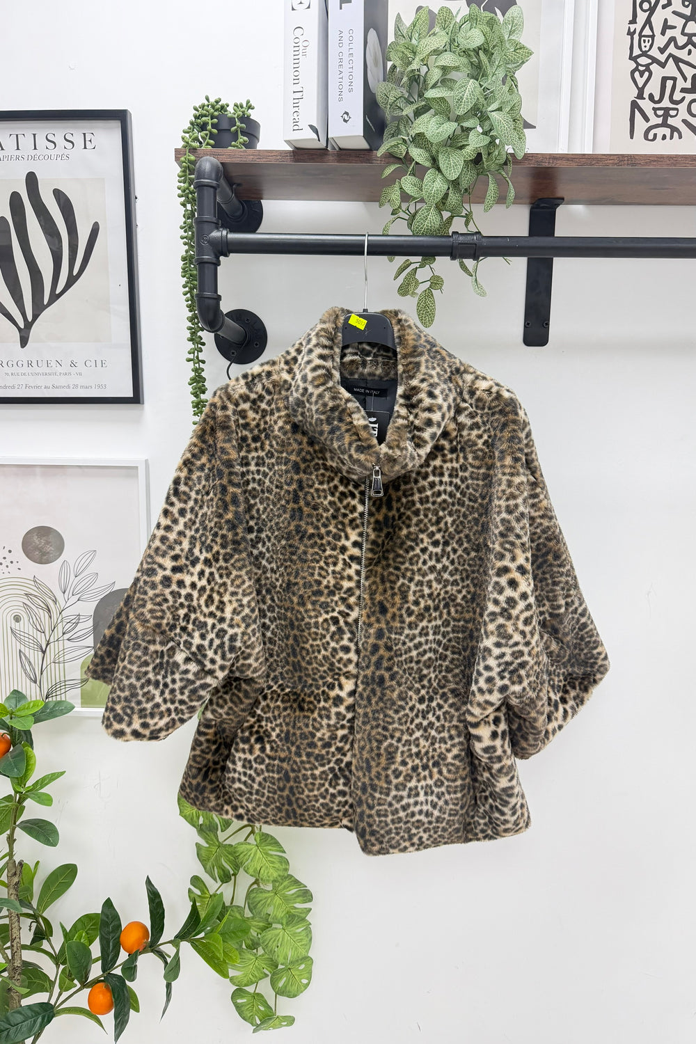ANIMAL PRINT FUR LINED JACKET