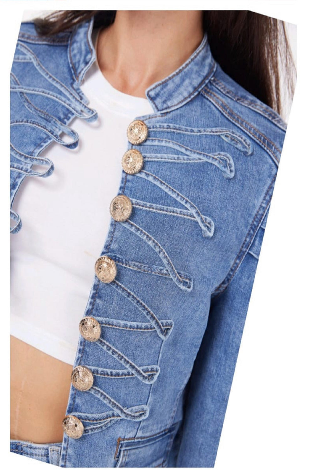 GOLD BUTTON PUFF SLEEVE JACKET (15296958398848)