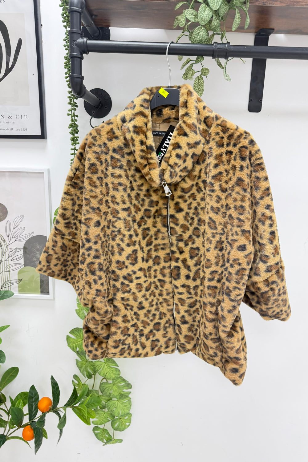 ANIMAL PRINT FUR LINED JACKET