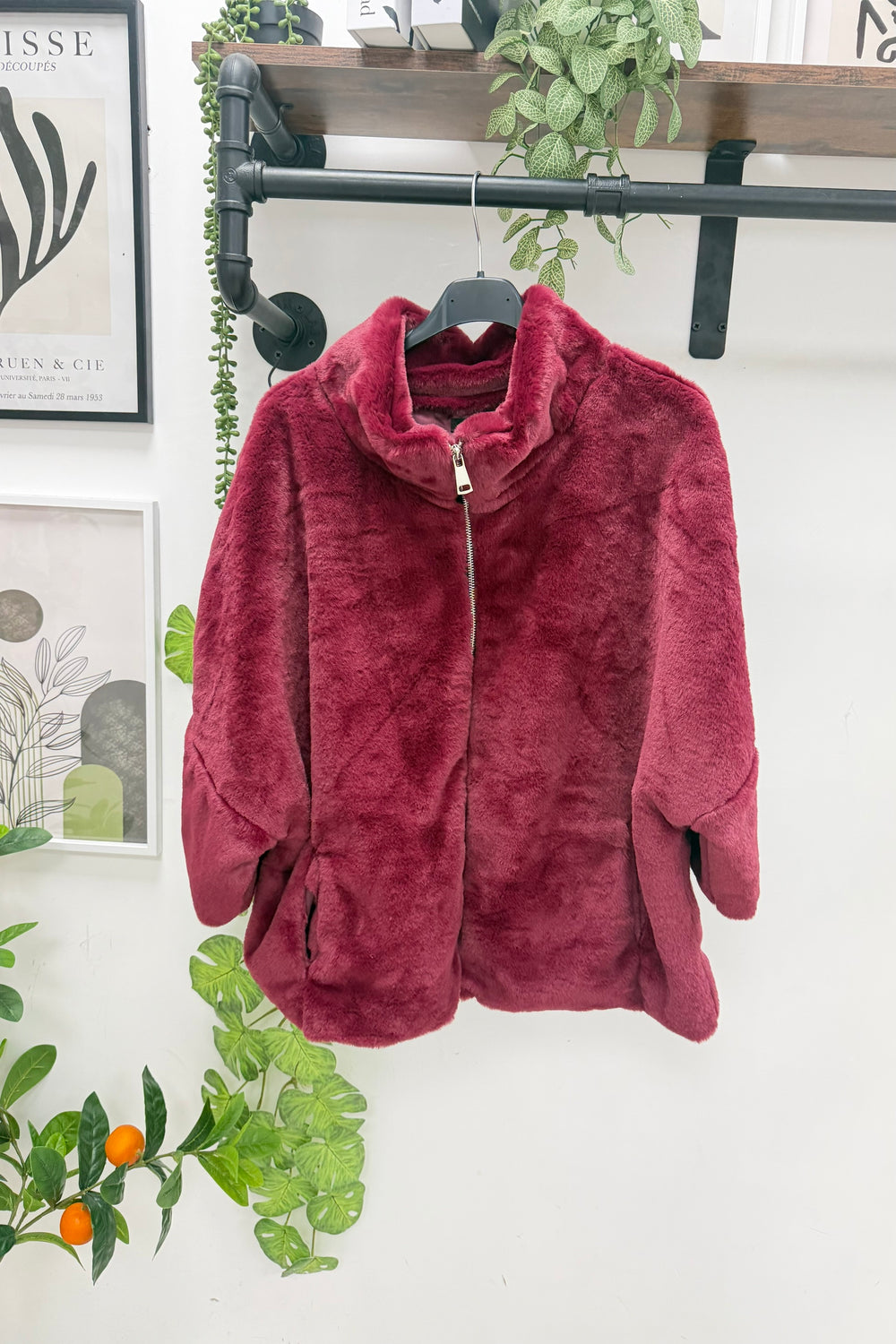 FAUX FUR ZIP LINED JACKET