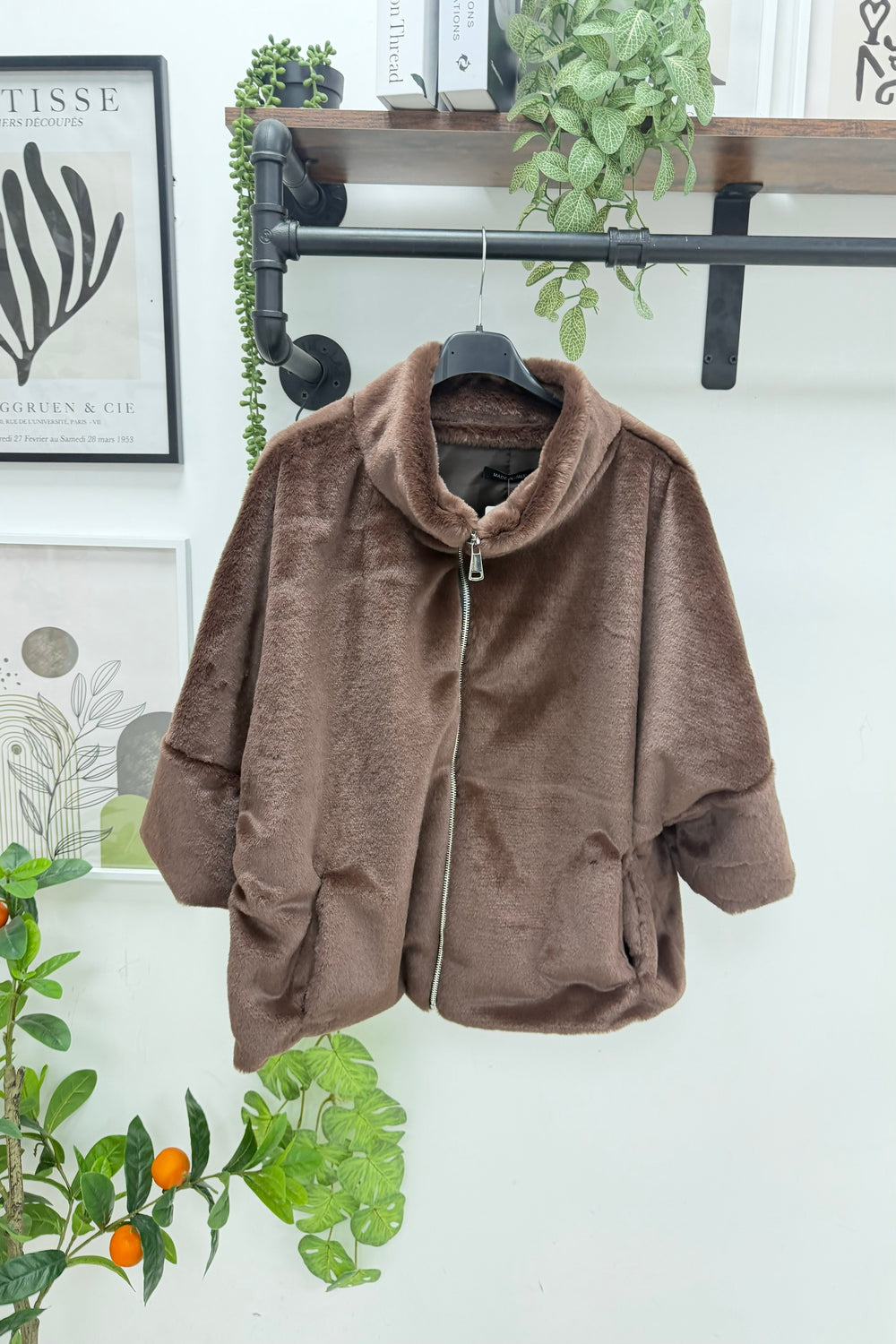 FAUX FUR ZIP LINED JACKET