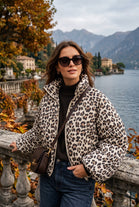 LEOPARD BALLOON SLEEVE PADDED JACKET