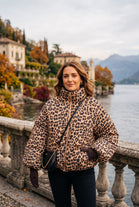 LEOPARD BALLOON SLEEVE PADDED JACKET